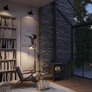 homely rustic library space with gorgeous side river table 