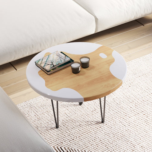 Stunning pinewood white resin side table room decor